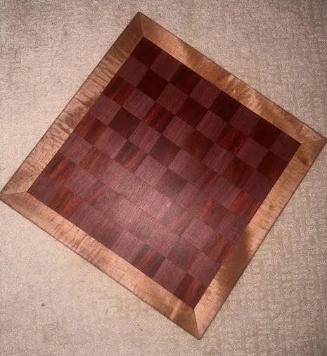 Handmade Diamond Purpleheart, Bloodwood & Maple Chessboard
