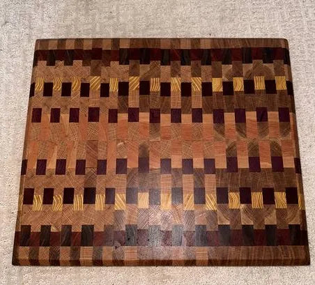 Handmade Walnut, Oak, Purpleheart, Yellow Padauk & Hickory Cutting Board