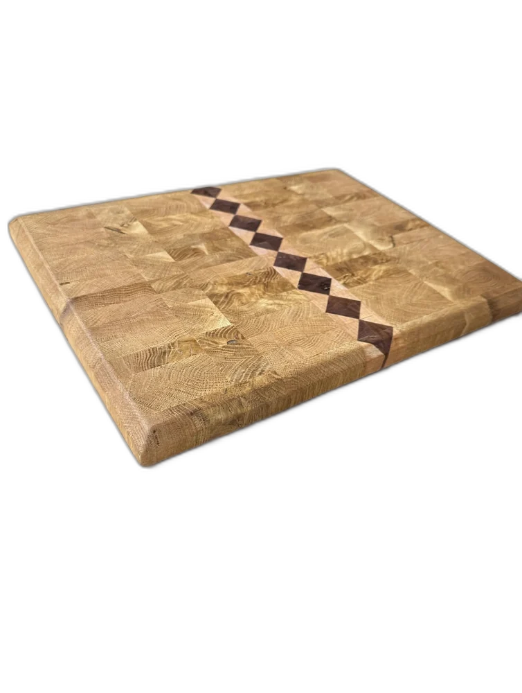 Handmade Diamond Inlay Walnut, Oak & Maple Cutting Board