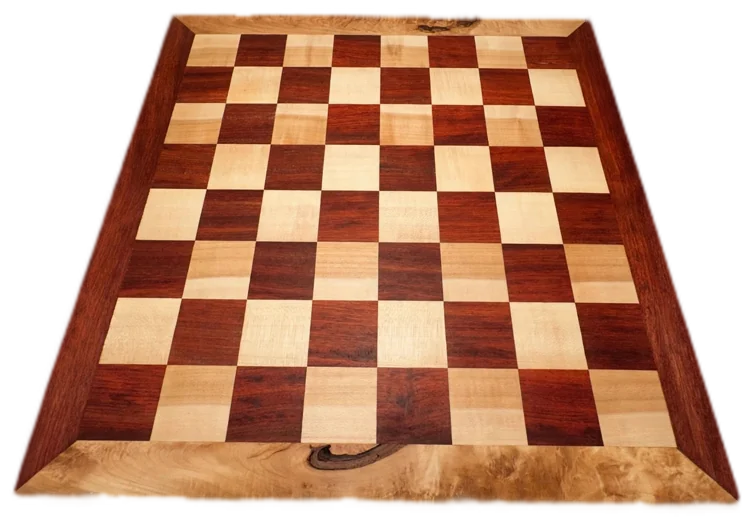 Handmade Ember Frame Bloodwood & Maple Chessboard