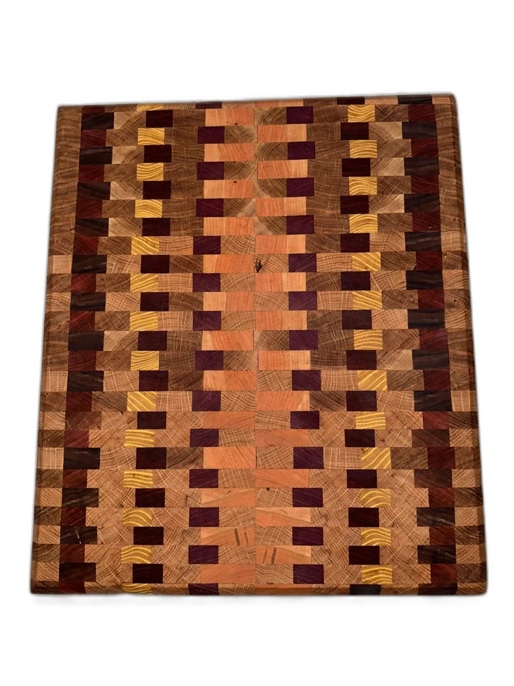 Handmade Harvest Chaos Walnut, Yellow Padauk, Hickory, Oak & Purpleheart Cutting Board