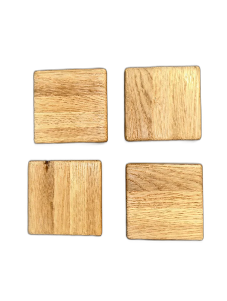 Handmade Classic Grain Oak Coaster Set