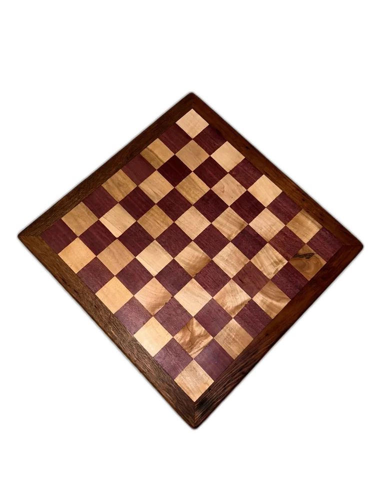 Handmade Violet Crown Purpleheart, Maple & Chestnut Chessboard